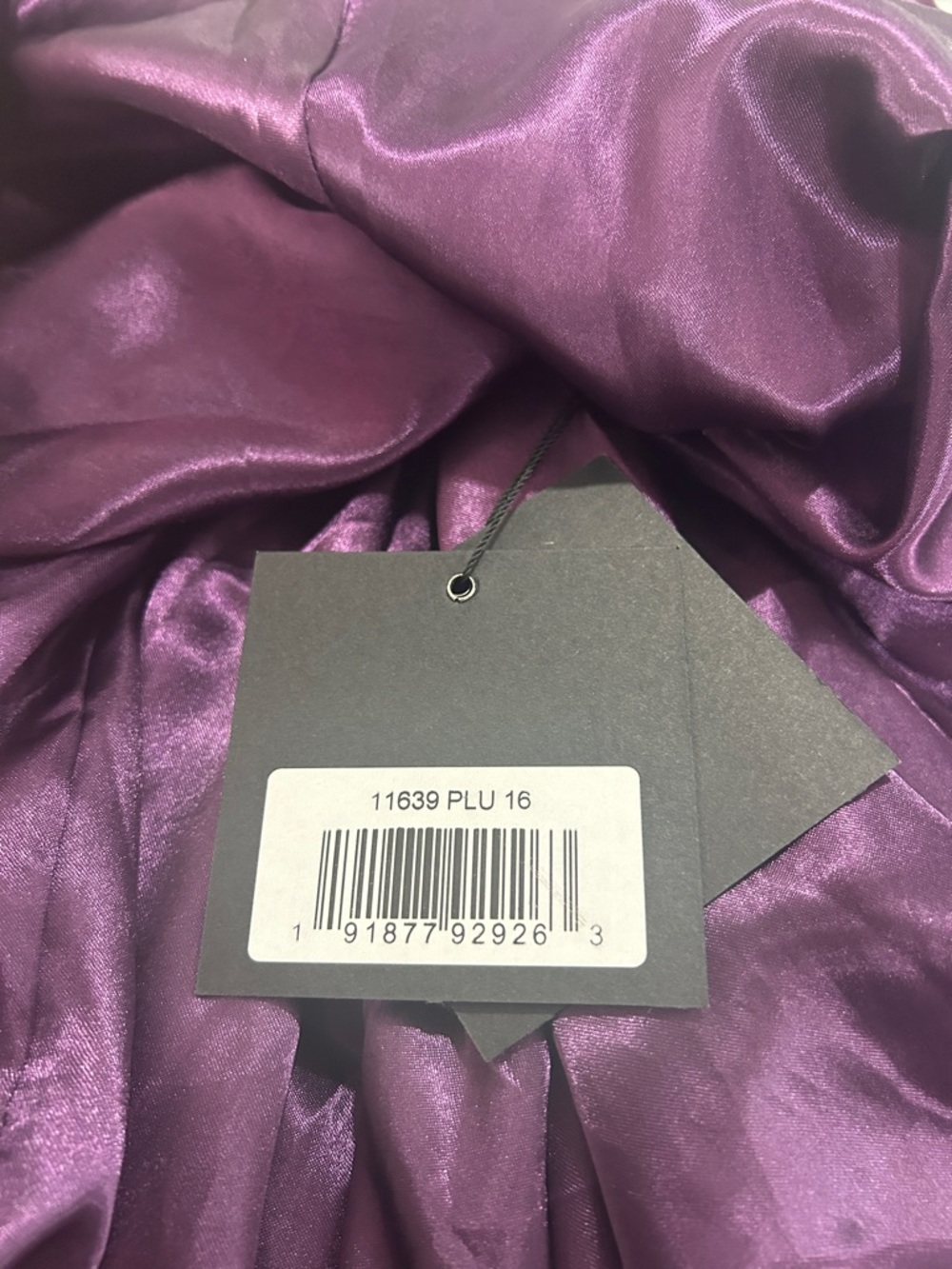 NWT MAC DUGGAL Purple Pleated Satin Halter Neck High Low Gown - Size 16 - Picture 12 of 13